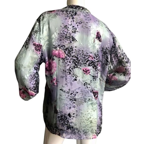 Vintage Anis A XL Blouse Velvet Burnout Blouse Bohemian Occasion Long Sleeve - Picture 2 of 7